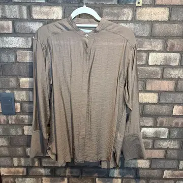 FRAMEWORK 브라운 실크 혼방 긴팔 블라우스