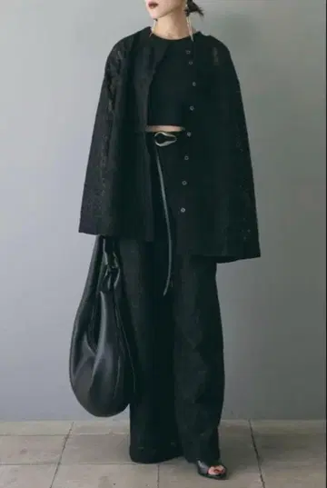 ANDREA&CO 블랙 레이스 와이드 팬츠 자켓 셋업