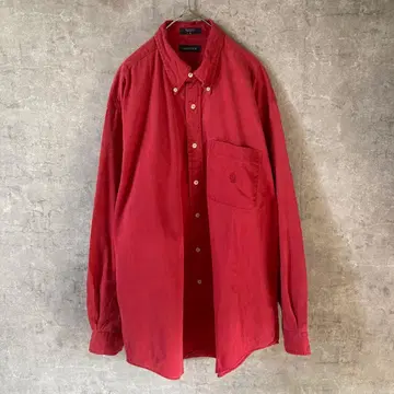 NAUTICA 코튼 셔츠 긴팔 무지 자수 로고 L 사이즈 오버 사이즈