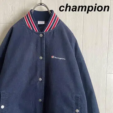 챔피온 자수 로고 코듀로이 충전솜 바시티 자켓 네이비 M