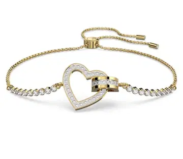 SWAROVSKI 스와로브스키 팔찌 하트 골드 계열 미사용