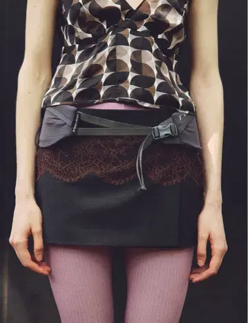 fumika uchida LACE WAIST MINI BROWN