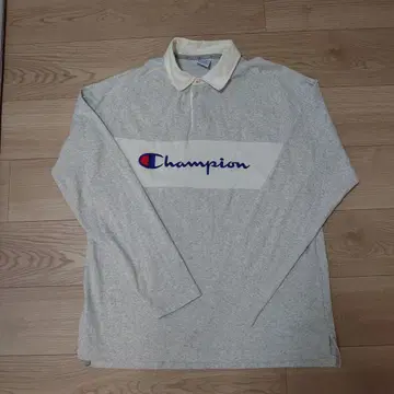 Champion 그레이 긴팔 피케 셔츠 X-LARGE
