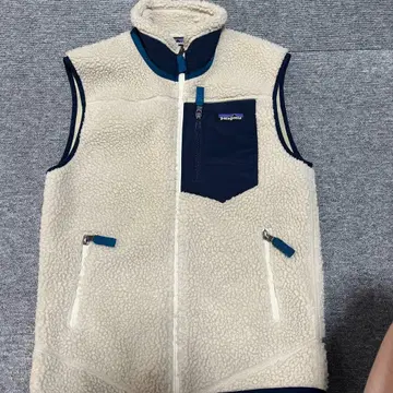 patagonia 플리스 베스트 아이보리/네이비