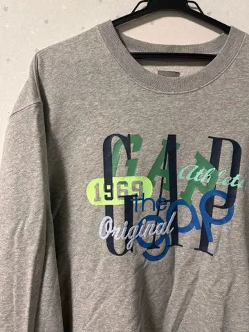 GAP 그레이 맨투맨 프린트 파일 안감