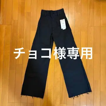 자라 블랙 와이드 레그 데님 팬츠 하이웨스트 데님