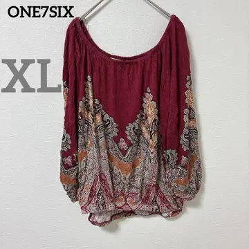 ONE7SIX [ XL ] 보헤미안 프린트 반팔 상의 티셔츠