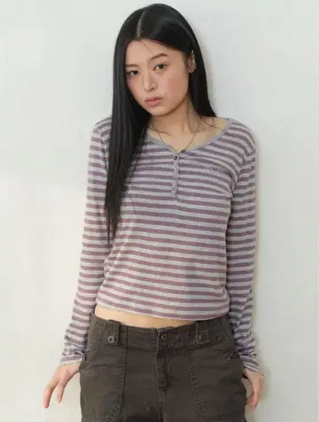 ASON ELLEN STRIPE TEE / PURPLE