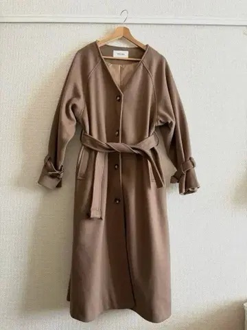 로얄 파티 브라운 롱 코트 벨트 포함