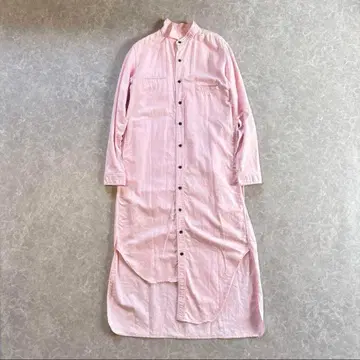 OUTIL 우티 롱 셔츠 원피스 비대칭 핑크 긴팔