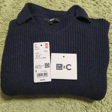 유니클로 씨 믹스얀 폴로 스웨터 S 미사용