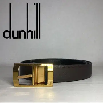 Dunhill 가죽제 남성용 벨트 골드 버클 다크 브라운