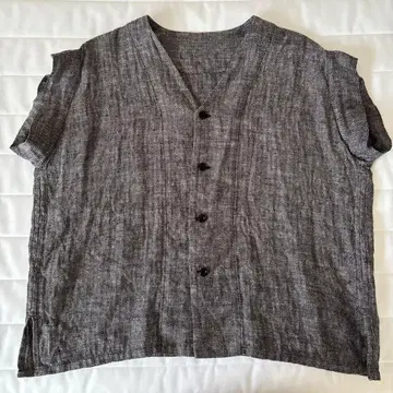 새상품급 TOWN 제작 린넨 베스트 그레이 헤링본