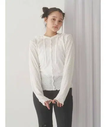 merry jenny 후드 레이스 tops (화이트)