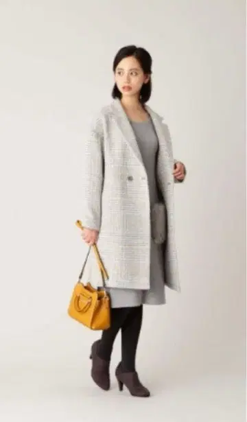 NATURAL BEAUTY BASIC 더블 브레스트 체크 코트