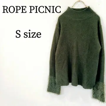 ROPEPICNIC 니트 스웨터 긴팔 소매 하이넥 모헤어 그린 S