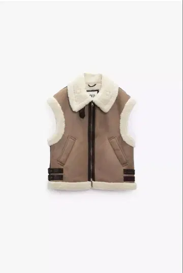 ZARA 대비 페이크 보아 베스트 M 사이즈 브라운