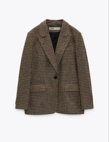 [ 새상품급 ] ZARA 브라운 체크 테일러드 자켓