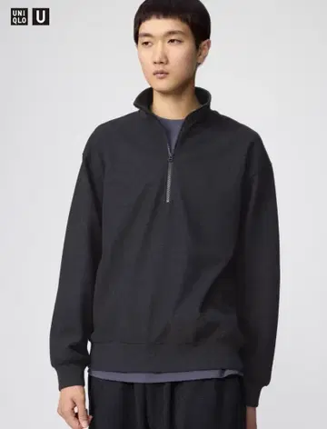 유니클로 UNIQLOU 새상품 브러쉬드 맨투맨 하프 지퍼 셔츠 L