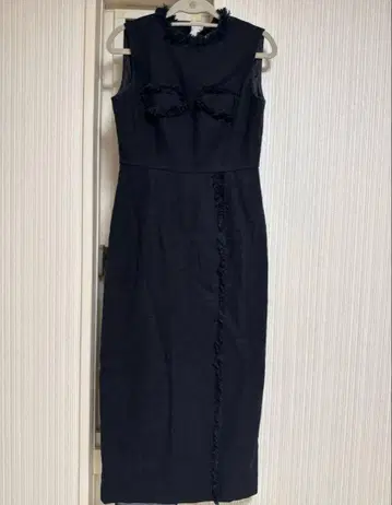 Laubeblanc Belted Fringe Tweed Dress