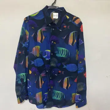 Paul Smith 물고기 패턴 긴팔 셔츠 X LARGE