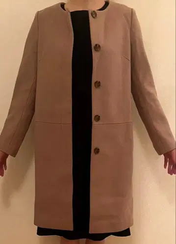 카멜 노카라 롱 코트