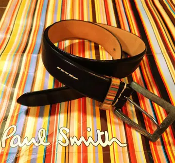 Paul Smith 멀티 스트라이프 루프 스티치 가죽 벨트