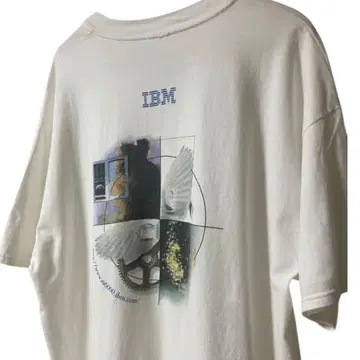 IBM 그래픽 프린트 T셔츠 화이트 90s 기업t셔츠
