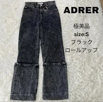컨디션 최상 ADRER 데님 블랙 블랙 롤업 S