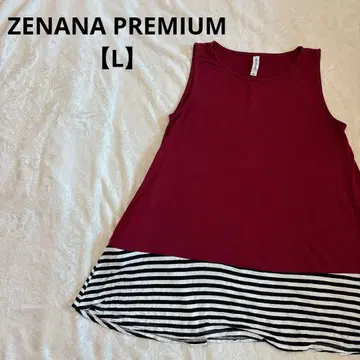 ZENANA PREMIUM [ L ] 슬리브리스 튜닉 빨간색 스트라이프