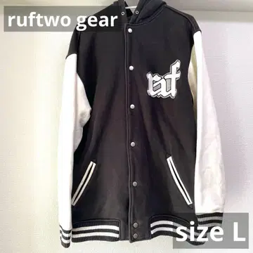 90s ruftwo gear 후드 부착 블랙 화이트 후드티 로고 자수 L