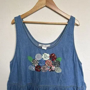 [ 주말 가격 인하 ] 요요 퀼트 부착 빈티지 데님 원피스