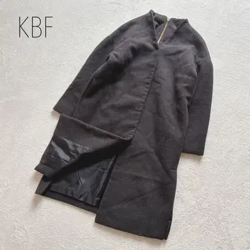 KBF 백 지퍼 노카라 롱 코트 오버 사이즈 깔끔한 세련된