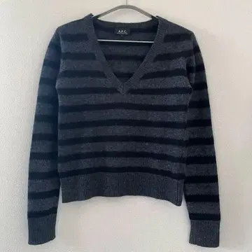 A.P.C. 아페쎄 V넥 보더 니트 숏 기장 S