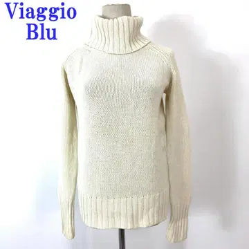 비아지오 블루 터틀넥 스웨터 화이트 울 캐시미어 M C4617