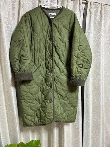 viaJ 비아제이 퀼팅 코트 올리브 그린