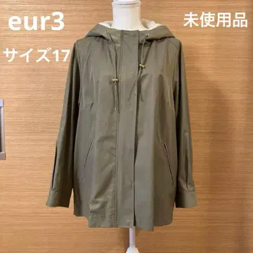 eur3 우루큐브 올리브 그린 후드 부착 코트