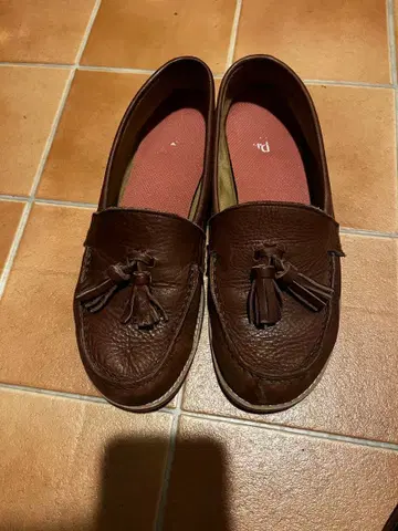 TIDE WAY 브라운 가죽 태슬 로퍼 24cm