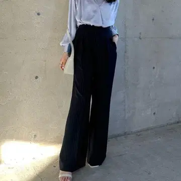 anuans 투 턱 와이드 팬츠 블랙 s 사이즈