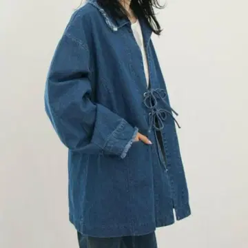 Kastane 데님 블루 프린지 아우터 데님 자켓