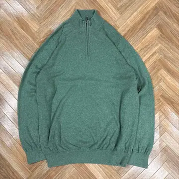 엘엘빈 하프 지퍼 스웨터 캐시미어 혼방 코튼 니트 그린 XL
