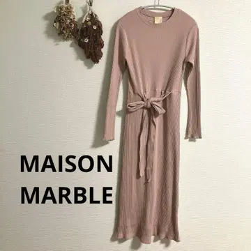 MAISON MARBLE 리브 니트 원피스 멜로우 소매