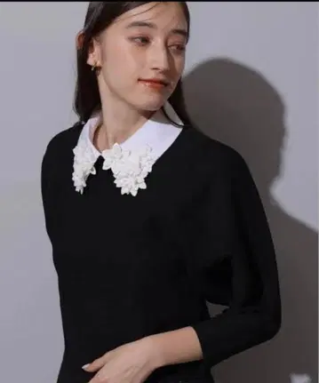 새상품 리랜드트루 레이스 스칼라 블랙 니트