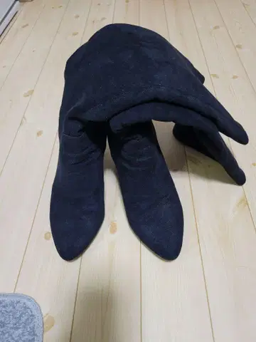 블랙 스웨이드 롱 부츠 지퍼
