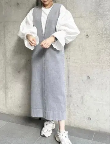 아나나 back 벨트 데님 오버롤 스커트