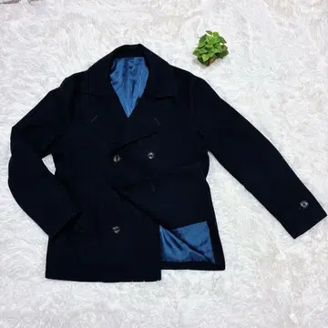 새상품급 다케오 키쿠치 더블 피코트 울 혼방 XL 네이비 남성용