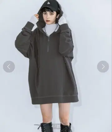 페이지 보이 맨투맨 아노락 후드티 그레이