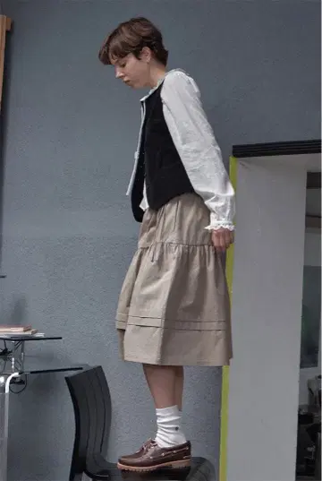 Brendabrenden 베이지 플레어 스커트