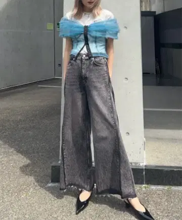 사이드 롱 지퍼 데님