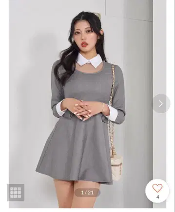 다리치 도킹 디자인 미니 원피스 그레이 F-L 사이즈